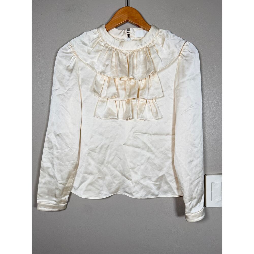 CO-Collection Satin Charmeuse Ruffle Collar Blouse size 4